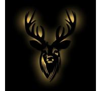 Namofactur Decorazione da parete a LED fai da te, idea regalo, grande legno Mdf, per uomini, donne, cacciatori, corna di cervo, decorazione natalizia, funzionamento a batteria
