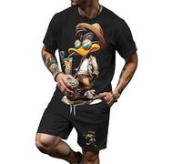 Namufeitrade Abbigliamento Estivo da Uomo 2 Pezzi Strisce T-Shirt a Maniche Corte Set di Pantaloncini Elastici in Vita Completo Estivo Set di Tute da Jogging da Spiaggia