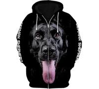 Namufeitrade Animale Cane Amore Pastore Tedesco 3D Stampato Felpa con Cappuccio con Cerniera Unisex Autunno Moda Manica Lunga Zip Cappuccio Giacca Cappotto