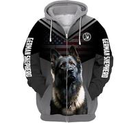Namufeitrade Cane da Pastore Tedesco Modello 3D Stampato Felpa con Cappuccio Uomini Donne Unisex Pullover Cerniera Felpa Giacca Casual Streetwear Tracksuit
