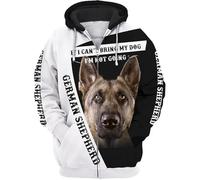 Namufeitrade Cane da Pastore Tedesco Modello 3D Stampato Felpa con Cappuccio Uomini Donne Unisex Pullover Cerniera Felpa Giacca Casual Streetwear Tracksuit