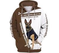 Namufeitrade Cane da Pastore Tedesco Modello 3D Stampato Felpa con Cappuccio Uomini Donne Unisex Pullover Cerniera Felpa Giacca Casual Streetwear Tracksuit
