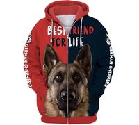 Namufeitrade Cane da Pastore Tedesco Modello 3D Stampato Felpa con Cappuccio Uomini Donne Unisex Pullover Cerniera Felpa Giacca Casual Streetwear Tracksuit