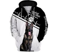 Namufeitrade Cane da Pastore Tedesco Modello 3D Stampato Felpa con Cappuccio Uomini Donne Unisex Pullover Cerniera Felpa Giacca Casual Streetwear Tracksuit