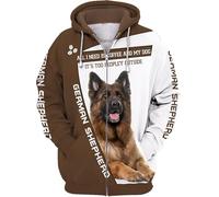 Namufeitrade Cane da Pastore Tedesco Modello 3D Stampato Felpa con Cappuccio Uomini Donne Unisex Pullover Cerniera Felpa Giacca Casual Streetwear Tracksuit