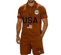 Namufeitrade Completo Casual da Uomo 250° Anniversario USA 2 Pezzi Maglietta Polo a Maniche Corte e Pantaloncini Set per Il Giorno dell'Indipendenza Completo Patriottico da Spiaggia
