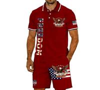 Namufeitrade Completo Casual da Uomo 250° Anniversario USA 2 Pezzi Maglietta Polo a Maniche Corte e Pantaloncini Set per Il Giorno dell'Indipendenza Completo Patriottico da Spiaggia