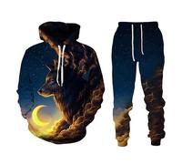 Namufeitrade Donne/Uomini Tuta Set Wolf Hunting 3D Stampato Felpa con Cappuccio e Pantalone Jogger Completo Sweatsuit 2 Pezzo Set Abbigliamento Sportivo