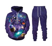 Namufeitrade Donne/Uomini Tuta Set Wolf Hunting 3D Stampato Felpa con Cappuccio e Pantalone Jogger Completo Sweatsuit 2 Pezzo Set Abbigliamento Sportivo