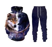 Namufeitrade Donne/Uomini Tuta Set Wolf Hunting 3D Stampato Felpa con Cappuccio e Pantalone Jogger Completo Sweatsuit 2 Pezzo Set Abbigliamento Sportivo