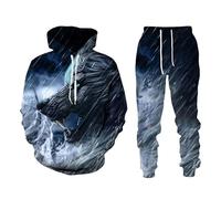 Namufeitrade Donne/Uomini Tuta Set Wolf Hunting 3D Stampato Felpa con Cappuccio e Pantalone Jogger Completo Sweatsuit 2 Pezzo Set Abbigliamento Sportivo