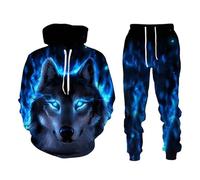 Namufeitrade Donne/Uomini Tuta Set Wolf Hunting 3D Stampato Felpa con Cappuccio e Pantalone Jogger Completo Sweatsuit 2 Pezzo Set Abbigliamento Sportivo