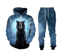 Namufeitrade Donne/Uomini Tuta Set Wolf Hunting 3D Stampato Felpa con Cappuccio e Pantalone Jogger Completo Sweatsuit 2 Pezzo Set Abbigliamento Sportivo