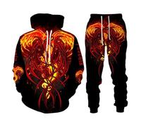 Namufeitrade Fire Phoenix Bird 3D Stampa Donne Uomini Felpa Felpa con Cappuccio e Jogger Cool Tuta Sets 2 Pezzo Outfit Abbigliamento Sportivo