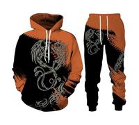Namufeitrade Fire Phoenix Bird 3D Stampa Donne Uomini Felpa Felpa con Cappuccio e Jogger Cool Tuta Sets 2 Pezzo Outfit Abbigliamento Sportivo