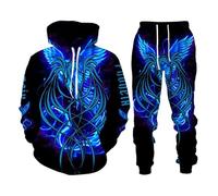 Namufeitrade Fire Phoenix Bird 3D Stampa Donne Uomini Felpa Felpa con Cappuccio e Jogger Cool Tuta Sets 2 Pezzo Outfit Abbigliamento Sportivo