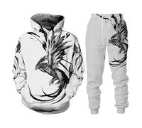 Namufeitrade Fire Phoenix Bird 3D Stampa Donne Uomini Felpa Felpa con Cappuccio e Jogger Cool Tuta Sets 2 Pezzo Outfit Abbigliamento Sportivo