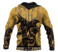 Namufeitrade Il Dio egizio Anubi Felpa con Cappuccio Unisex Autunnale Stampata in 3D Felpa Casual con Cappuccio da Strada
