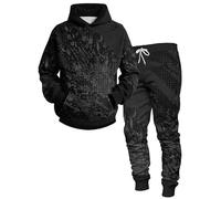 Namufeitrade Tuta da Ginnastica Set da 2 Pezzi per Donna/Uomo Geometria Felpa con Cappuccio Stampata in 3D e Pantaloni da Jogging Set di Abbigliamento Sportivo Oversize Autunnale