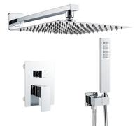 Namuoto Set Doccia Incasso Cromo,Sistema Soffione a Pioggia con Miscelatore Doccia, Soffione Doccia Quadrato 25x25cm, Doccetta, kit Doccia Incasso