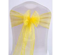 Namvo 10 pezzi di organza, fiocchi per sedie, per feste di nozze, decorazione di compleanno (giallo)