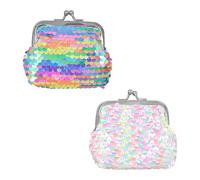 Namvo 2 portafogli con paillettes, mini portamonete con paillette reversibili con chiusura a bacio, portafogli colorati per monete, borse per ragazze e donne, regalo per feste, regali di compleanno,