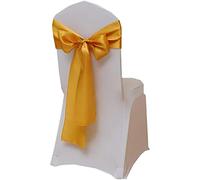 Namvo - 25 in Raso, Elasticizzato, Fiocchi Sedie Decorazione per la Schiena, per Matrimoni, Feste, casa (Giallo Oro)