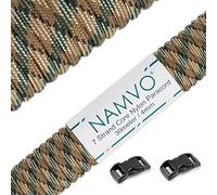 Namvo 550 Paracord Mil Spec Tipo III Cavo a 7 Corde a Paracadute Lunghezza Totale 100ft / 30 Metri, Camo, Verde + Grigio