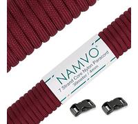 Namvo 550 Paracord Mil Spec Tipo III Cavo a 7 Corde a Paracadute Lunghezza Totale 100ft / 30 Metri, Date Rosse