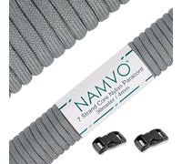 Namvo 550 Paracord Mil Spec Tipo III Cavo a 7 Corde a Paracadute Lunghezza Totale 100ft / 30 Metri, Grigio