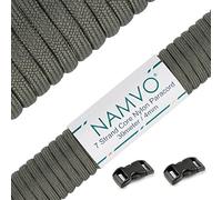 Namvo 550 Paracord Mil Spec Tipo III Cavo a 7 Corde a Paracadute Lunghezza Totale 100ft / 30 Metri, Grigio Scuro