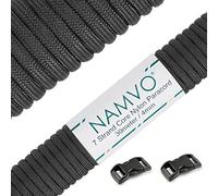 Namvo 550 Paracord Mil Spec Tipo III Cavo a 7 Corde a Paracadute Lunghezza Totale 100ft / 30 Metri, Nero