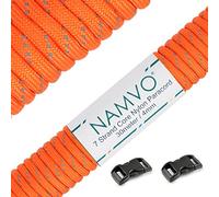 Namvo 550 Riflessivo Paracord Mil Spec Type III 7 Cavo per Paracadute Lunghezza Totale 100ft / 30 Metri, Arancione
