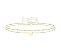 Namvo Bracciale in oro per donne e ragazze - A strati oro plated Letter T Heart Initial Bracciale Charm Gioielli Per Donne Compleanno Natale San Valentino Regali per Lei