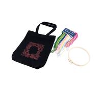 Namvo Canvas Tote Bag Embroidery Kit with Pattern And Instructions, Include Embroidery Bag with Flower Pattern, Bamboo Embroidery Hoops, Color Threads And Tool