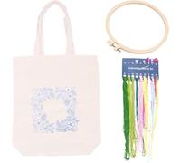Namvo Kit da ricamo in tela con motivi floreali, cerchi da ricamo in bambù, fili colorati, aghi fai da te, kit per punto croce per principianti, bianco