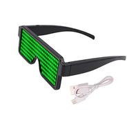 Namvo Occhiali a LED con ricarica USB, ricaricabili con display a LED, per discoteca, Natale, feste di compleanno (verde)