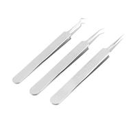 Namvo Pinzette professionali per la rimozione di punti neri, colore argento, 3 pezzi, pinzette professionali per la rimozione di punti neri, pinzette di precisione per brufoli, con scatola