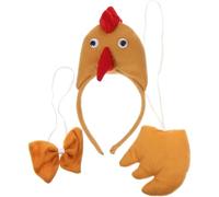 Namvo Set di 3 pezzi di costume da pollo tridimensionale in peluche con fascia da gallo con coda di farfalla costume da animale travestimento da pollo accessori per giochi di ruolo