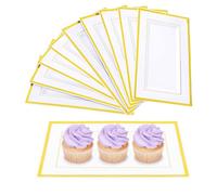 NAMYEUT 10 Pezzi Vassoio Plastica 33 x 20 cm, Piatti Plastica Rigida Riutilizzabili, Piatti a Buffet Lavabili per Antipasti, Finger Food, Dolci, Bianca