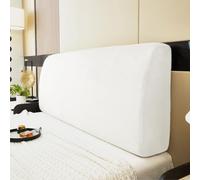 Namzi 1 copertura per testiera in morbido peluche, spessa, elastica, semplice, per la casa, per lo schienale, completamente avvolto, copertura antipolvere per la testiera, 1,2 m di lunghezza (bianco)