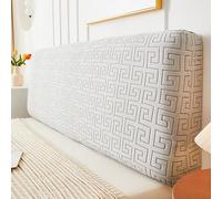 Namzi 1 copertura protettiva per la schiena del letto, rimovibile e lavabile, completamente avvolta in peluche, elastica, decorazione per la testiera del letto, lunghezza 220 cm (grigio chiaro)