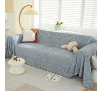 Namzi 1 copridivano azzurro con texture montagna, 180 x 350 cm, morbido e resistente