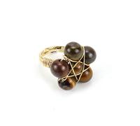 Namzi Anello con perline in oro marrone, 1 pezzo, con ferita in oro, anello con perline, design chic per riunioni quotidiane
