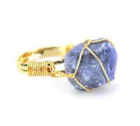 Namzi Anello regolabile con pietra grezza blu, 1 pezzo, anello, design regolabile, dettaglio in pietra naturale, ideale per uscite quotidiane