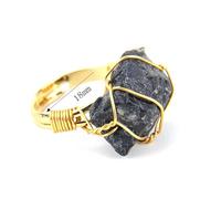 Namzi Anello regolabile con pietra grezza nera, 1 pezzo, anello, design regolabile, dettaglio in pietra naturale, ideale per uscite quotidiane