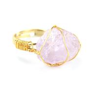 Namzi Anello regolabile con pietra grezza viola chiaro, 1 pezzo, anello, design regolabile, dettagli in pietra naturale, ideale per l'uso quotidiano