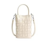 Namzi Borsa a secchiello intrecciata bianca, 1 pezzo, in tessuto, design elegante e compatto, perfetta per le commissioni quotidiane del caffè e date