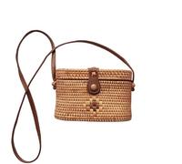 Namzi Borsa intrecciata cachi 1 pezzo, graziosa borsa intrecciata in rattan stile Bali, elegante design portatile, perfetta per le vacanze e le uscite quotidiane W