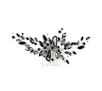 Namzi Forcine per capelli da sposa a forma di fiore, con perle di cristallo, dorate, accessori per capelli da sposa, gioielli con strass, per spose, damigelle d'onore, donne e ragazze (nero) C